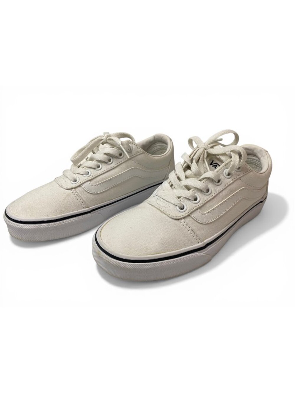 Vans Old Skool White Canvas Sneakers Womens 6 Off White Low Top Casual - Picture 2 of 14